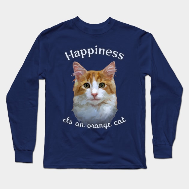 Happiness is an Orange Cat - cute ginger kitten, retro design Long Sleeve T-Shirt by jdunster